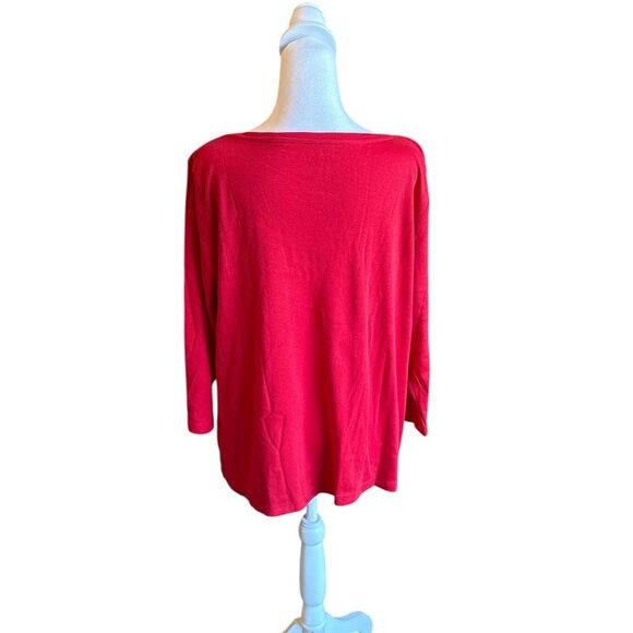 Talbots Pima Cotton Long Sleeve Tee Shirt Womens Size 2X In Red - Picture 2 of 7